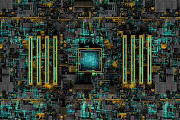 Detail of industrial computer cpu.