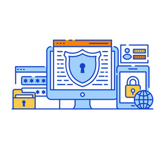 Sticker - 
Reporting cybersecurity in flat style illustration 

