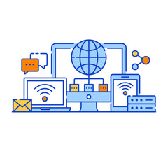 Poster - 
Flat illustration design of cloud data center 

