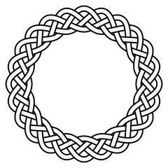 Poster - braided knitted guilloche rosette frame vector circular celtic scandinavian knotty pattern