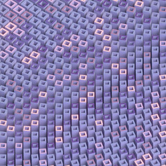 Poster - Geometric pattern of rotated boxes with striped texture on the sides. Isometric view. 3d rendering digital illustration