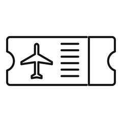Poster - plane board ticket icon, outline style