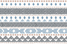 Ethnic Vector Seamless Pattern. Tribal Geometric Background, Boho Motif, Maya, Aztec Ornament Illustration. Rug Textile Print Texture