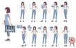 © kai001 - Set of female characters in different poses.Vector .