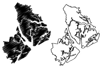 Beaufort County, State of South Carolina (U.S. county, United States of America, USA, U.S., US) map vector illustration, scribble sketch Beaufort map