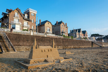 Wall Mural - Sand castle on the beach of Pléneuf-Val-André, Côtes d'Armor, Britanny, France