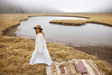 Girl In Foggy Grasslands
