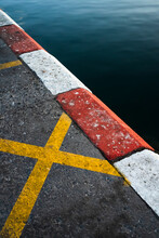 Colored Lines On The Floor Of A Port.