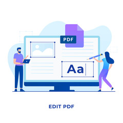 PDF edit fIle illustration concept. Illustration for websites, landing pages, mobile applications, posters and banners