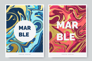 Aufkleber - Artistic poster design with marble textured effect. Colorful liquid acrylic paint vector background. Abstract fluid art backdrop. Ideal for cover, placard, flyer, banner, greeting card, package.