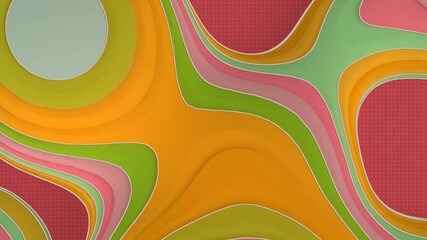 Poster - Multi colored sliced shape loop animation geometric art. 3d render background HD