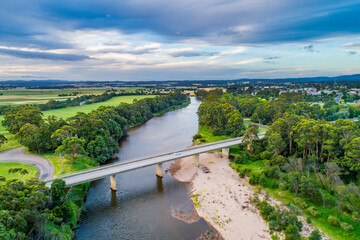 Wall Mural - Aerial view of river and scenic rural area in Australia