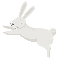  Cute vector bunny isolated on white background for scrapbooking, stickers, print, poster, decal