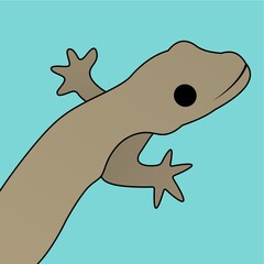 Wall Mural - Illustration of Lizard Cartoon, Cute Funny Character, Flat Design