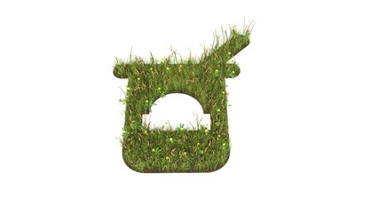 Sticker - 3d rendered grass field of symbol of yogurt isolated on white background