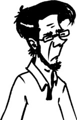 Sticker - vector illustration of funny smart man professor in glasses and shirt