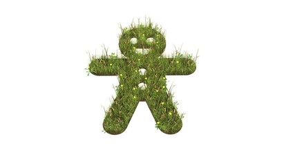 Sticker - 3d rendered grass field of symbol of gingerbread isolated on white background