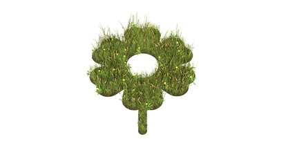 Sticker - 3d rendered grass field of symbol of flower isolated on white background