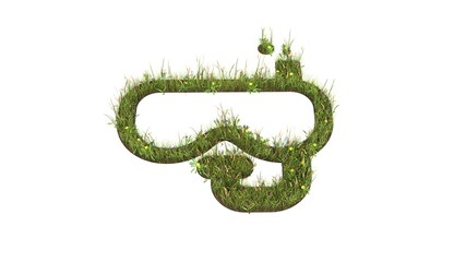 Sticker - 3d rendered grass field of symbol of diving goggles isolated on white background