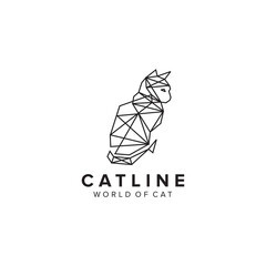 Sticker - Cat geometric polygonal logo design template