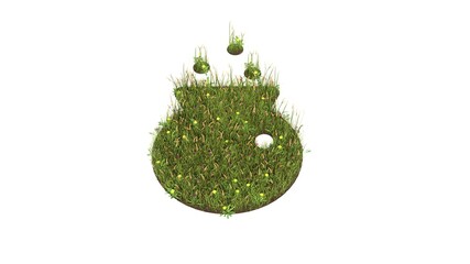 Sticker - 3d rendered grass field of symbol of alchemy pot isolated on white background