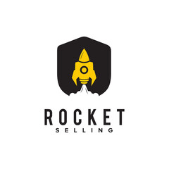 Sticker - Rocket selling logo design template