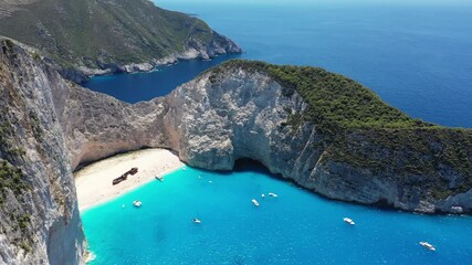 Wall Mural - Zakynthos, Greece. Navagio Beach or Shipwreck Beach in the Ionian Islands of Greece.