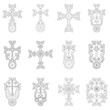 vector icon set with ancient Armenian symbol Khachkar. Armenian cross stone for your project