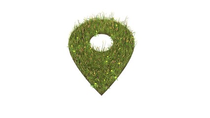 Sticker - 3d rendered grass field of symbol of map placeholder isolated on white background