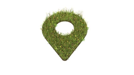 Sticker - 3d rendered grass field of symbol of map marker isolated on white background