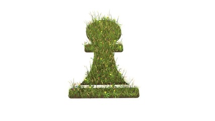 Sticker - 3d rendered grass field of symbol of chess pawn isolated on white background