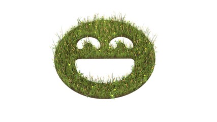 Sticker - 3d rendered grass field of symbol of emoticons goofy isolated on white background