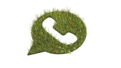 Wall Mural - 3d rendered grass field of symbol of communication WhatsApp isolated on white background