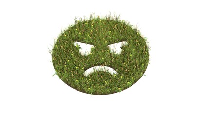 Sticker - 3d rendered grass field of symbol of angry isolated on white background