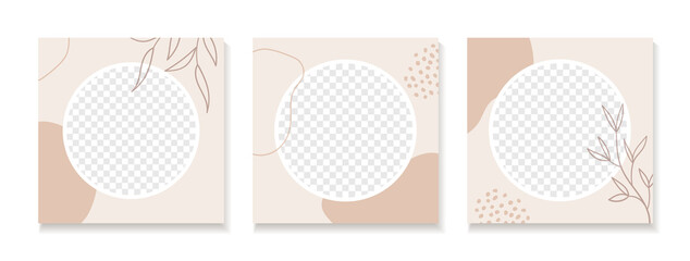 Wall Mural - abstract vector organic templates for instagram posts. set of trendy floral organic backgrounds for 