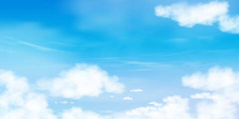 Wall Mural - blue sky with altostratus clouds background,vector cartoon sky with cirrus clouds, concept all seaso