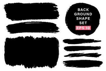 Poster - Vector set of hand drawn various shapes, stains for backdrops. Monochrome design elements set. One color monochrome artistic hand drawn backgrounds.
