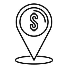 Sticker - Location money icon, outline style