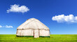 Yurt nomadic house in steppe on Nauryz festival