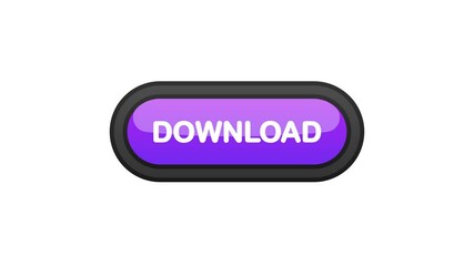 Poster - Download purple realistic 3D button isolated on white background. Hand clicked. Motion graphic.
