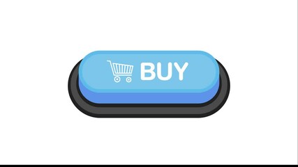 Aufkleber - Buy blue 3D button in flat style isolated on white background. Motion graphic.