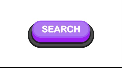 Poster - Search red 3D button in flat style isolated on white background. Motion graphic.