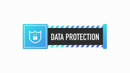 Poster - Data Protection banner. Flat icon. Website information. Network cyber technology. White background. Data secure. Motion graphic.
