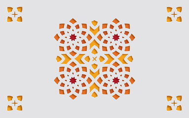 Wall Mural - Colorful ornamental patterned stone relief in arabic architectural style of islamic mosque, greeting card for Ramadan Kareem