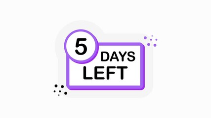 Poster - Purple five number days left countdown template on white background. Flat design. Motion graphic.