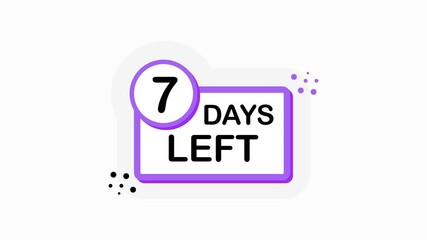 Poster - Purple seven number days left countdown template on white background. Flat design. Motion graphic.