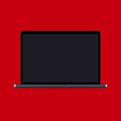 Poster - Realistic laptop mockup icon. Notebook. Dark theme. Can be used for business, marketing and advertising. Vector EPS 10. Isolated on background
