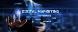 Fototapeta Mapy - Digital marketing, online advertising, social media, SMM. Internet and Business concept.