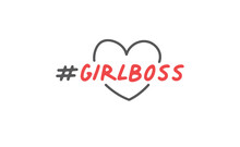 Girl Boss Lettering Text And Hash Tag With Heart Doodle. Fashion Illustration Tee Slogan Design For T Shirts, Prints, Posters Etc.