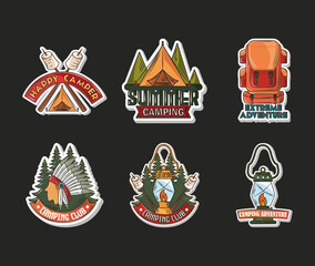 Wall Mural - camping adventure patches